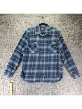 Jachs Shirt Mens XXL Blue Heritage Flannel Button-Up Plaid Long Sleeve Casual
